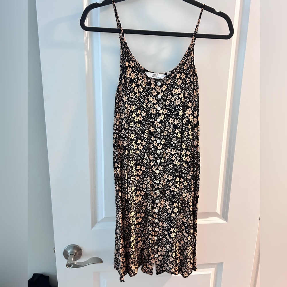 & Other Stories Black and Tan Floral Button-Down Sun Dress
